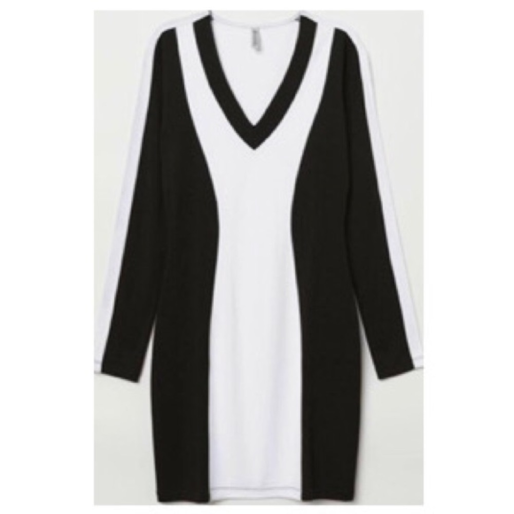 H&M black and white body con dress.